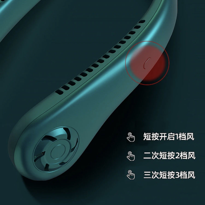 首掛け扇風機 軽量・ポータブル USB充電式 学生・オフィス・スポーツ・レジャー用