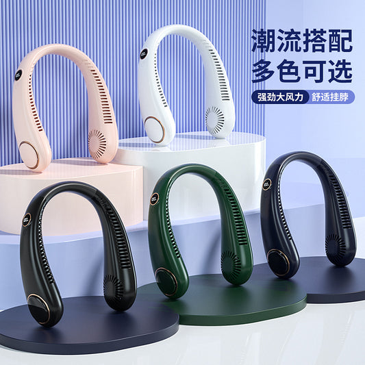 首掛け扇風機 軽量・ポータブル USB充電式 学生・オフィス・スポーツ・レジャー用